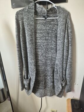 a.n.a Marled Gray Open-Front Pocket Cardigan